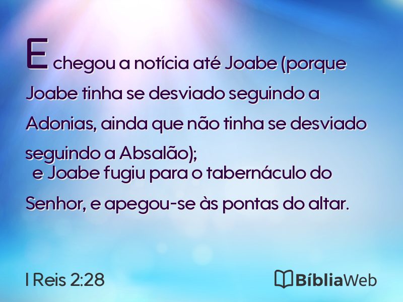 I Reis 2:28 em imagem para compartilhar