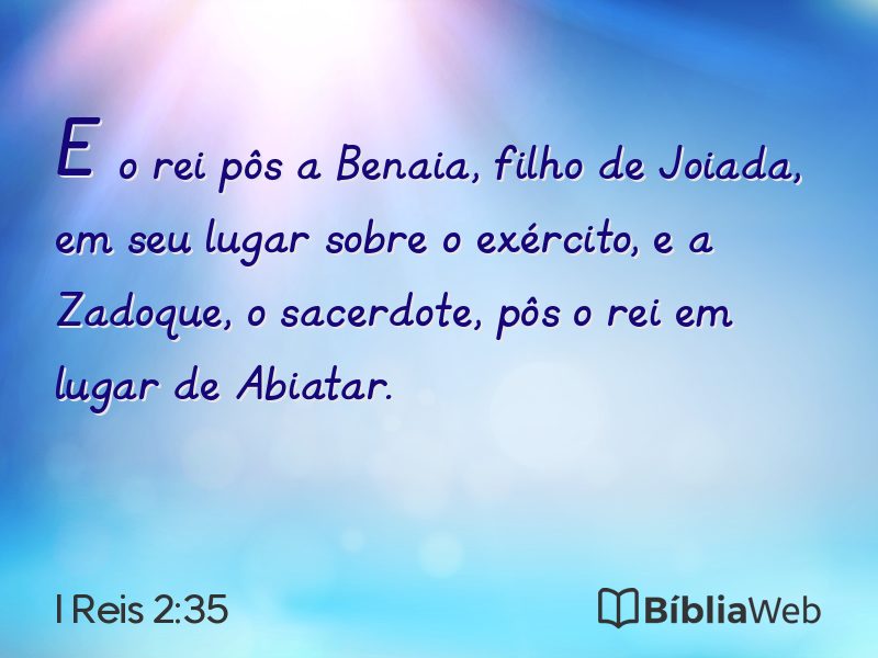 I Reis 2:35 em imagem para compartilhar