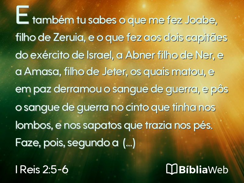 I Reis 2:5-6 em imagem para compartilhar