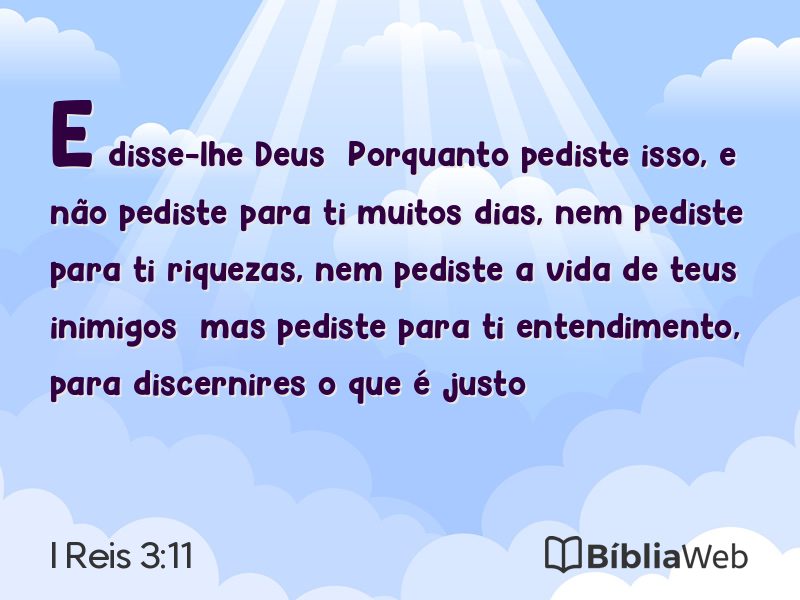 I Reis 3:11 em imagem para compartilhar