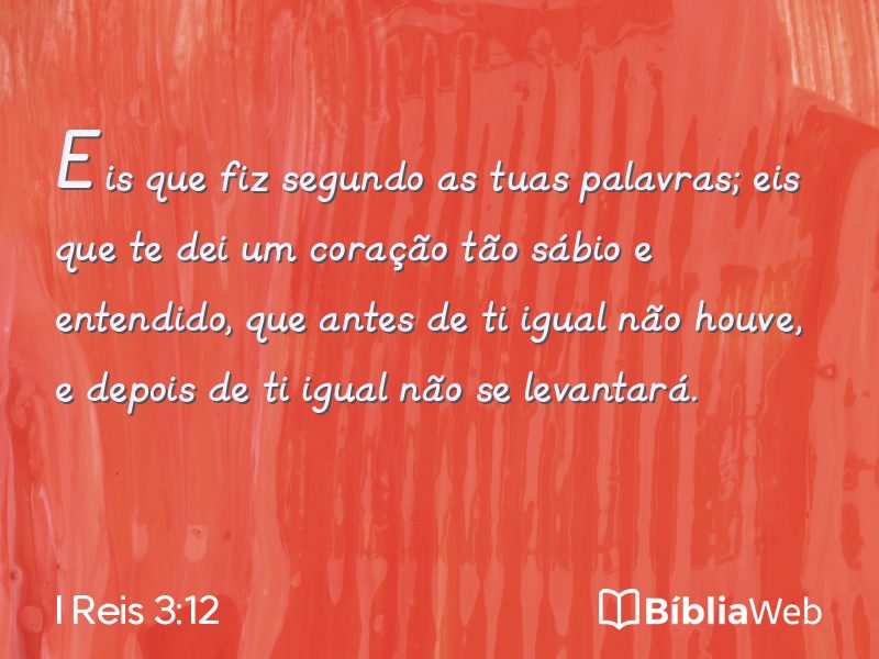 I Reis 3:12 em imagem para compartilhar