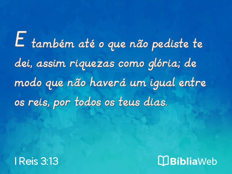 I Reis 3:13 em imagem para compartilhar