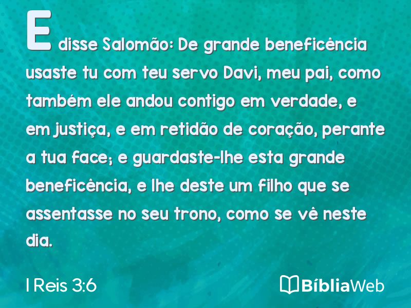 I Reis 3:6 em imagem para compartilhar