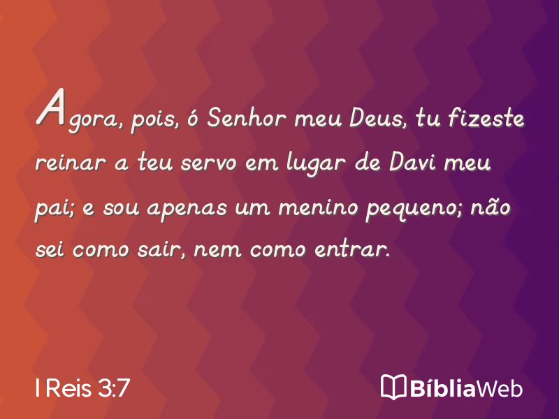 I Reis 3:7 em imagem para compartilhar