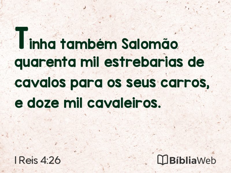 I Reis 4:26 em imagem para compartilhar
