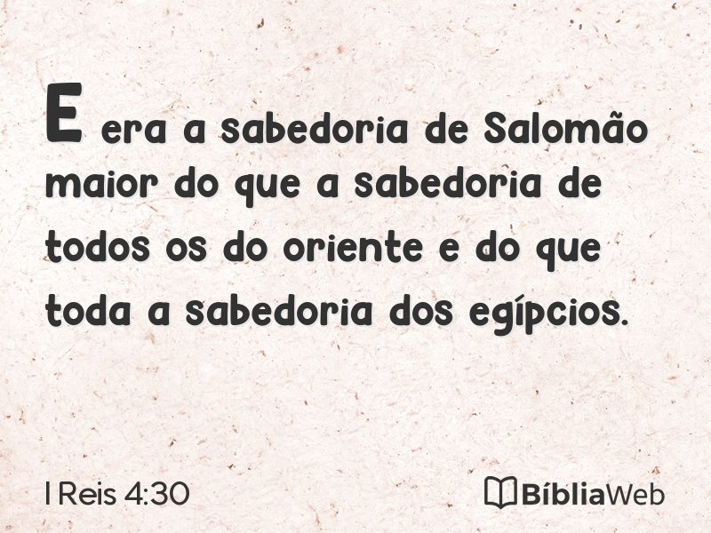 I Reis 4:30 em imagem para compartilhar