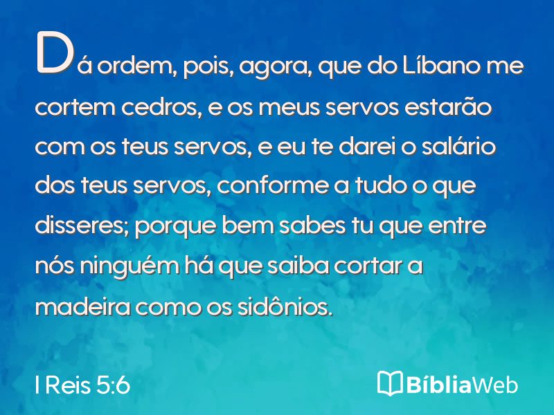 I Reis 5:6 em imagem para compartilhar