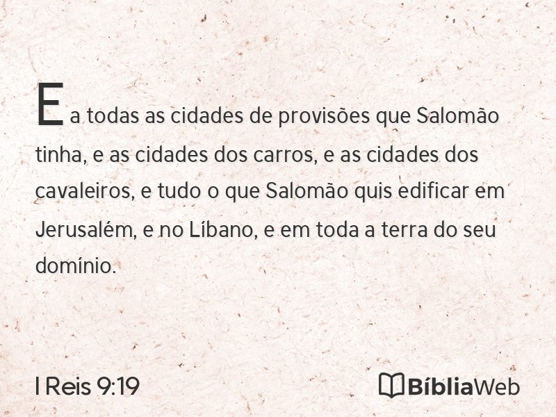 I Reis 9:19 em imagem para compartilhar