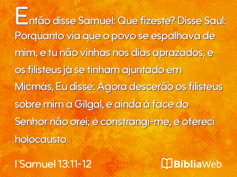 I Samuel 13:11-12 em imagem para compartilhar