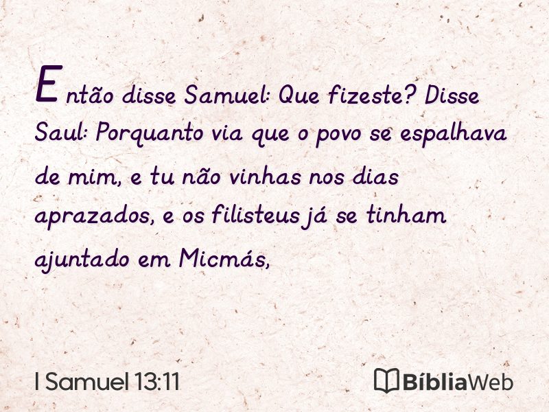 I Samuel 13:11 em imagem para compartilhar