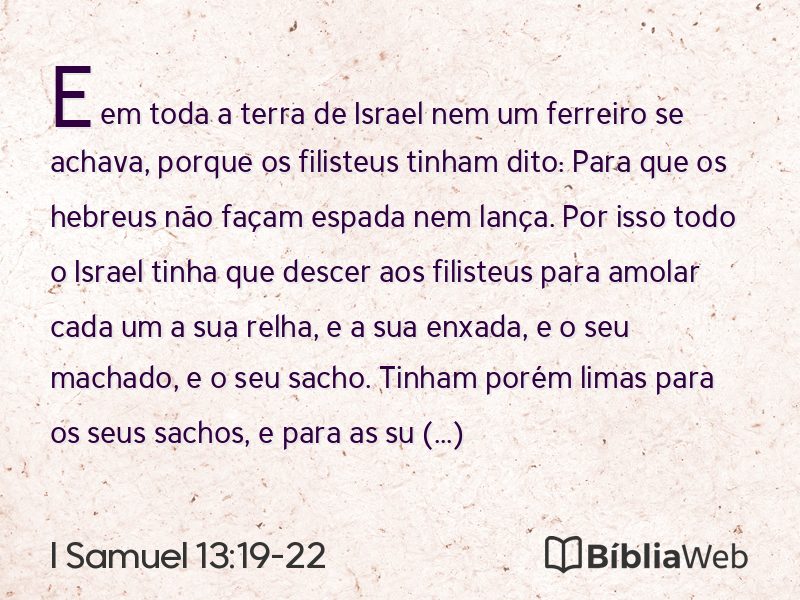 I Samuel 13:19-22 em imagem para compartilhar