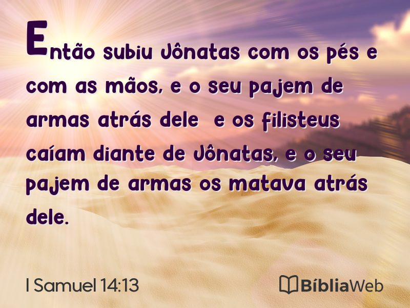 I Samuel 14:13 em imagem para compartilhar