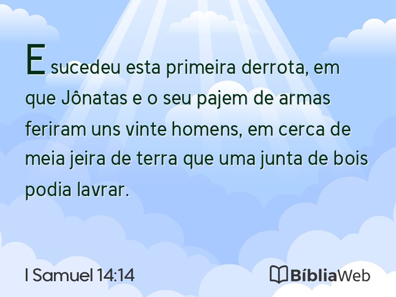 I Samuel 14:14 em imagem para compartilhar