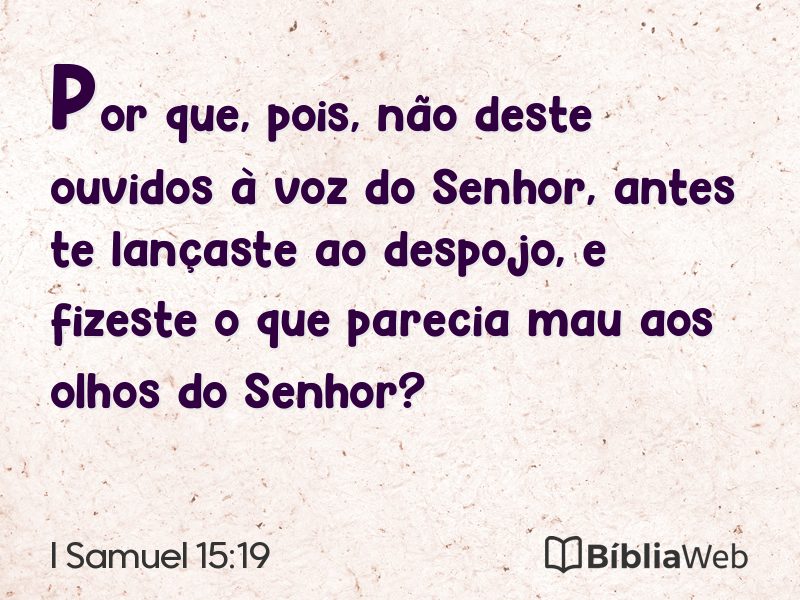 I Samuel 15:19 em imagem para compartilhar
