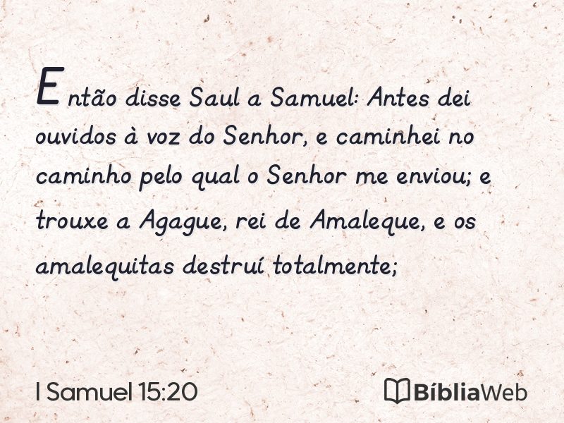 I Samuel 15:20 em imagem para compartilhar
