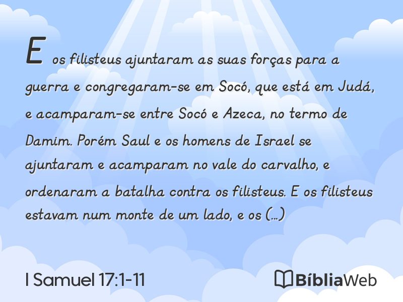 I Samuel 17:1-11 em imagem para compartilhar