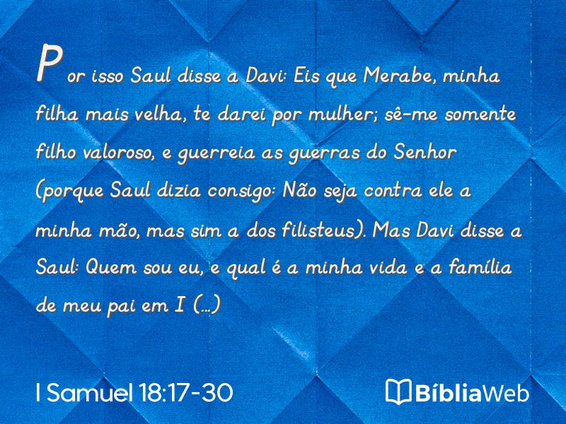 I Samuel 18:17-30 em imagem para compartilhar