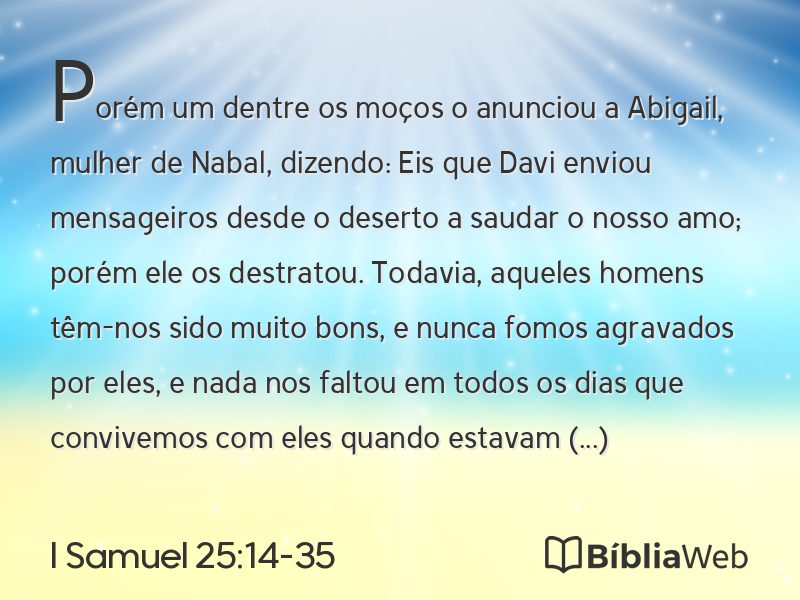 I Samuel 25:14-35 em imagem para compartilhar