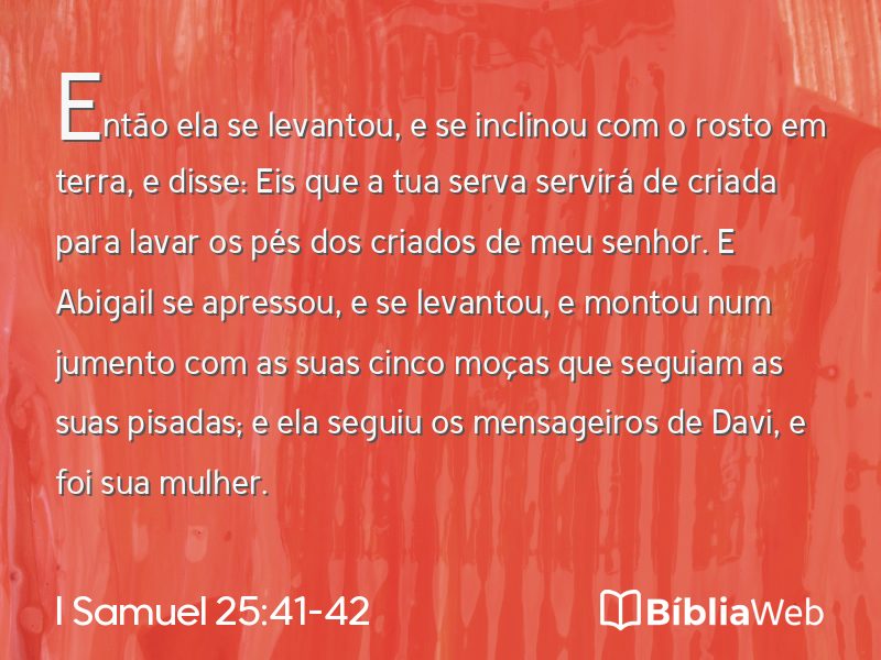 I Samuel 25:41-42 em imagem para compartilhar