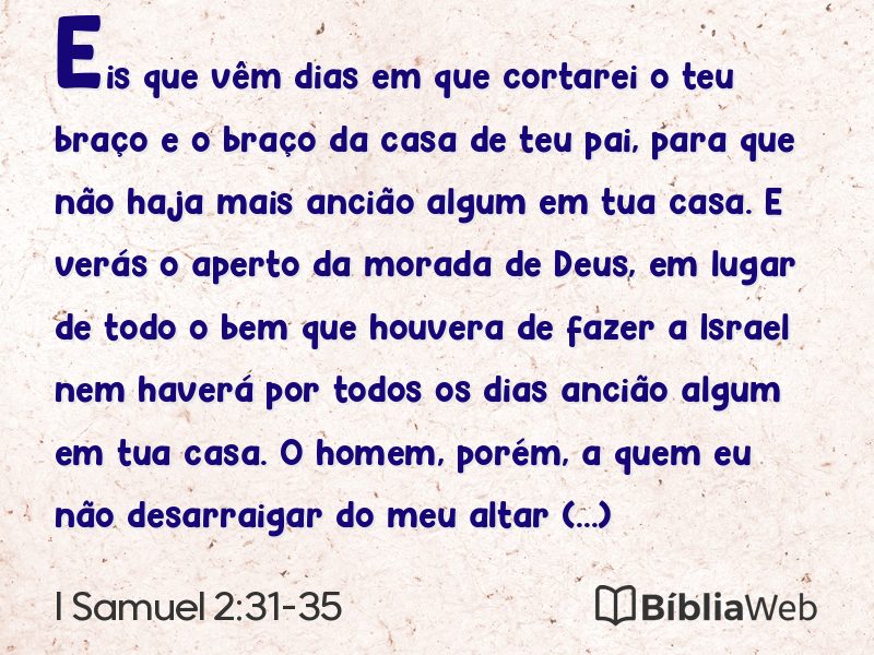 I Samuel 2:31-35 em imagem para compartilhar
