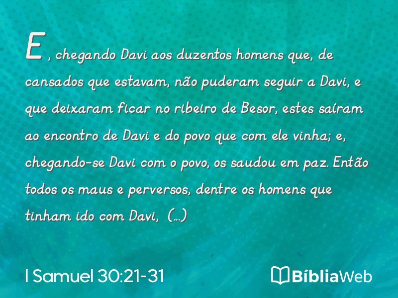 I Samuel 30:21-31 em imagem para compartilhar