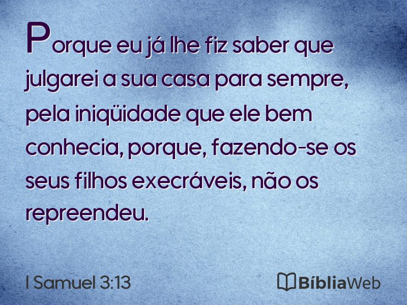 I Samuel 3:13 em imagem para compartilhar