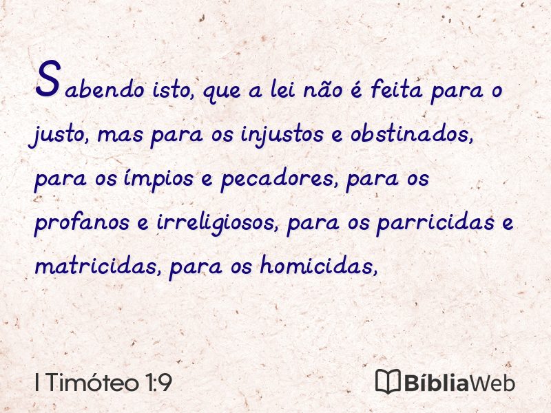 I Timóteo 1:9 em imagem para compartilhar