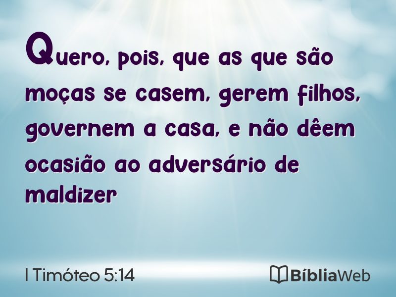 I Timóteo 5:14 em imagem para compartilhar