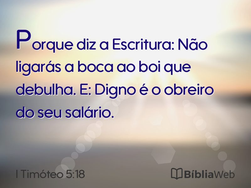 I Timóteo 5:18 em imagem para compartilhar