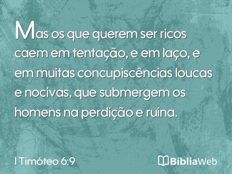 I Timóteo 6:9 em imagem para compartilhar