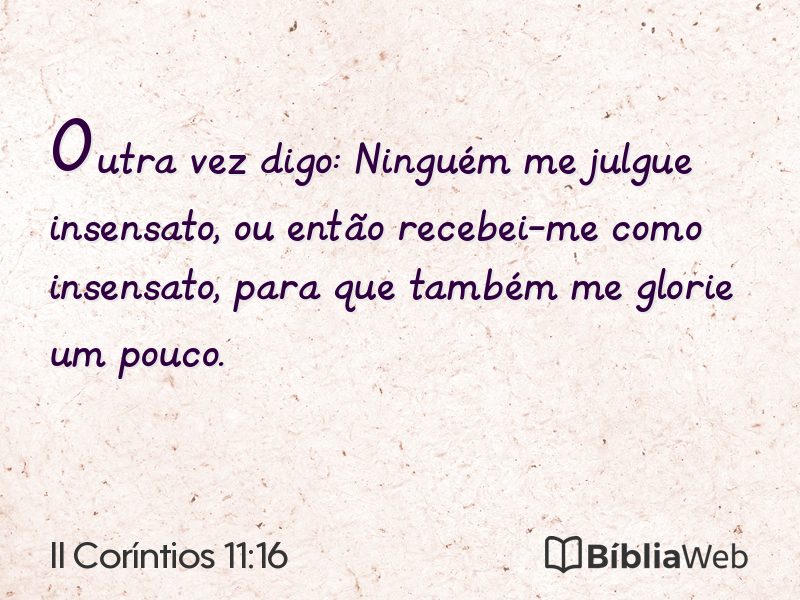 II Coríntios 11:16 em imagem para compartilhar