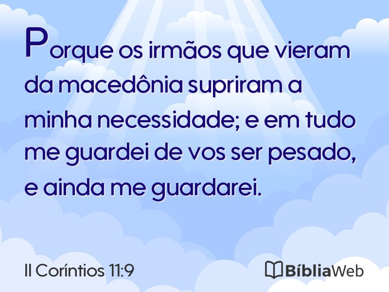II Coríntios 11:9 em imagem para compartilhar