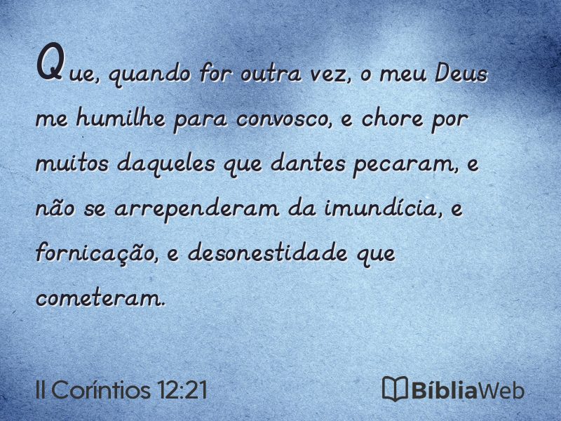 II Coríntios 12:21 em imagem para compartilhar