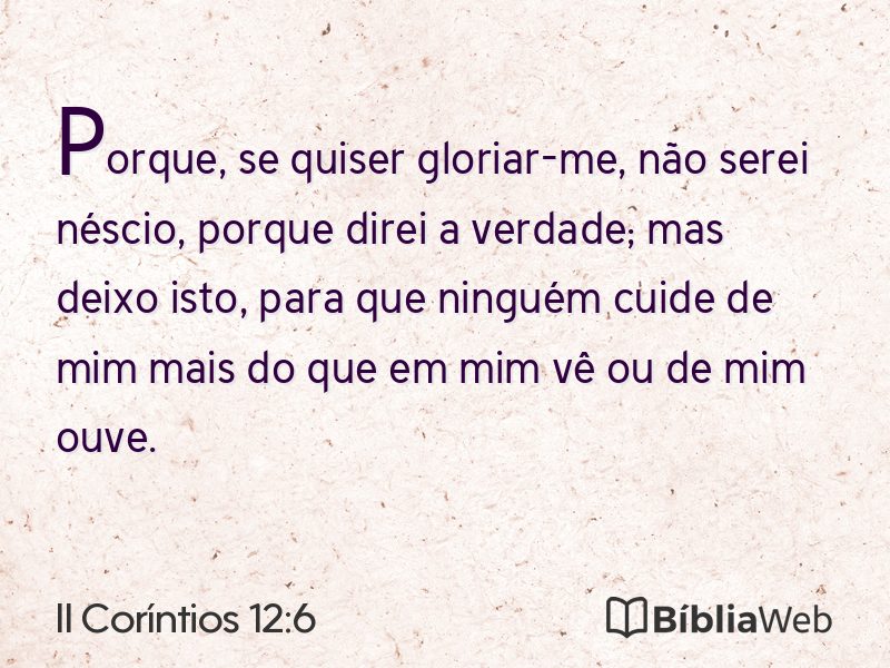 II Coríntios 12:6 em imagem para compartilhar