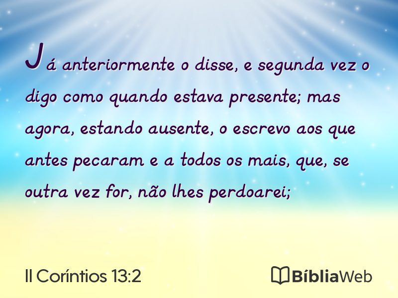 II Coríntios 13:2 em imagem para compartilhar