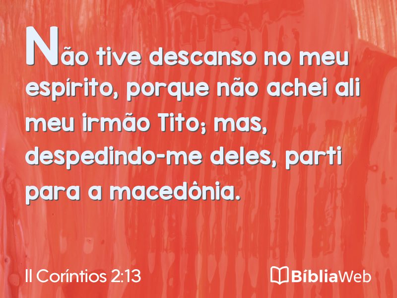 II Coríntios 2:13 em imagem para compartilhar