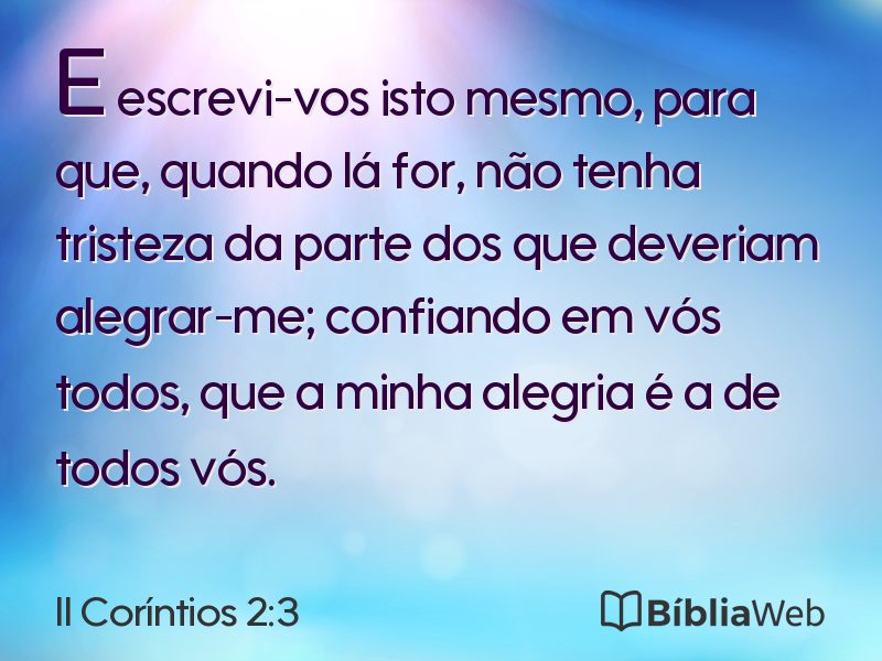 II Coríntios 2:3 em imagem para compartilhar