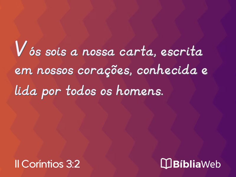II Coríntios 3:2 em imagem para compartilhar