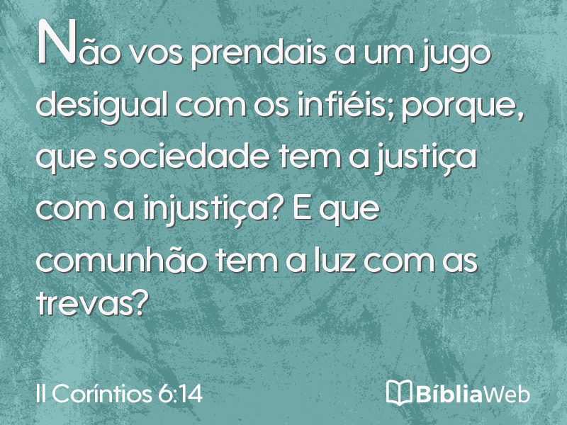 II Coríntios 6:14 em imagem para compartilhar