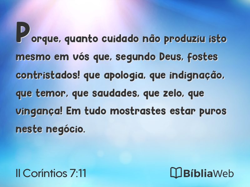 II Coríntios 7:11 em imagem para compartilhar