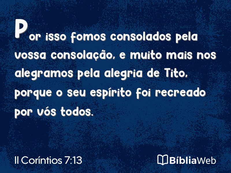II Coríntios 7:13 em imagem para compartilhar