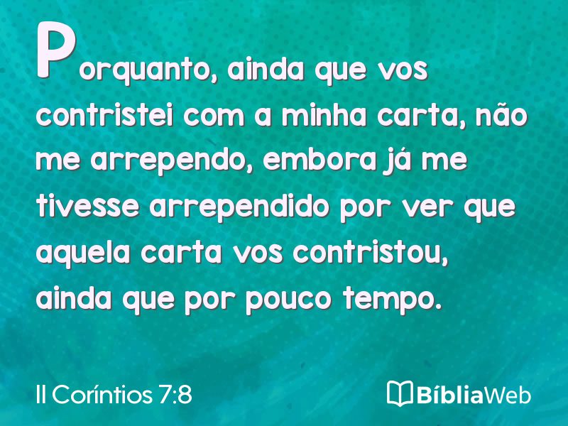 II Coríntios 7:8 em imagem para compartilhar