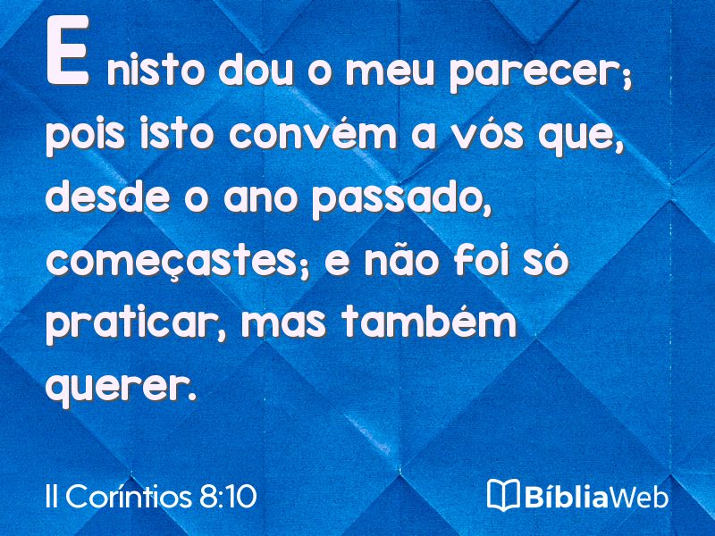 II Coríntios 8:10 em imagem para compartilhar