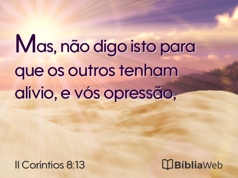 II Coríntios 8:13 em imagem para compartilhar