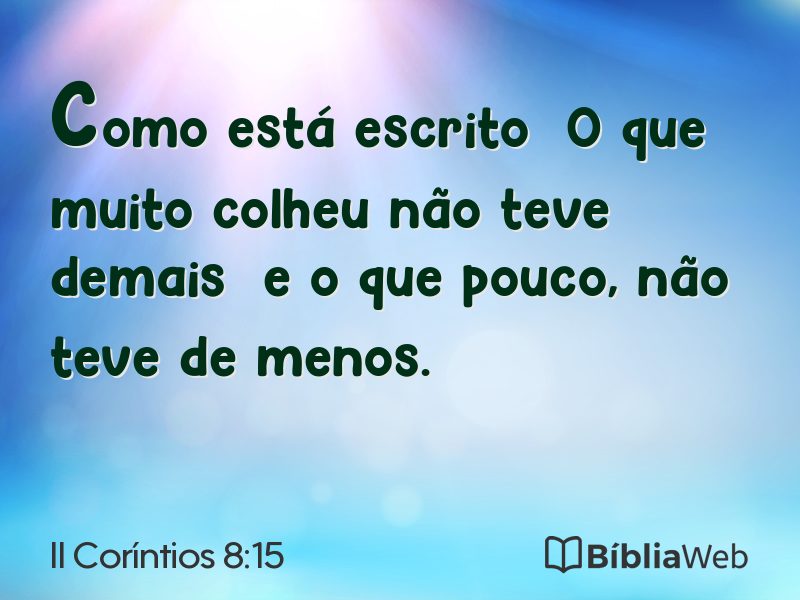II Coríntios 8:15 em imagem para compartilhar