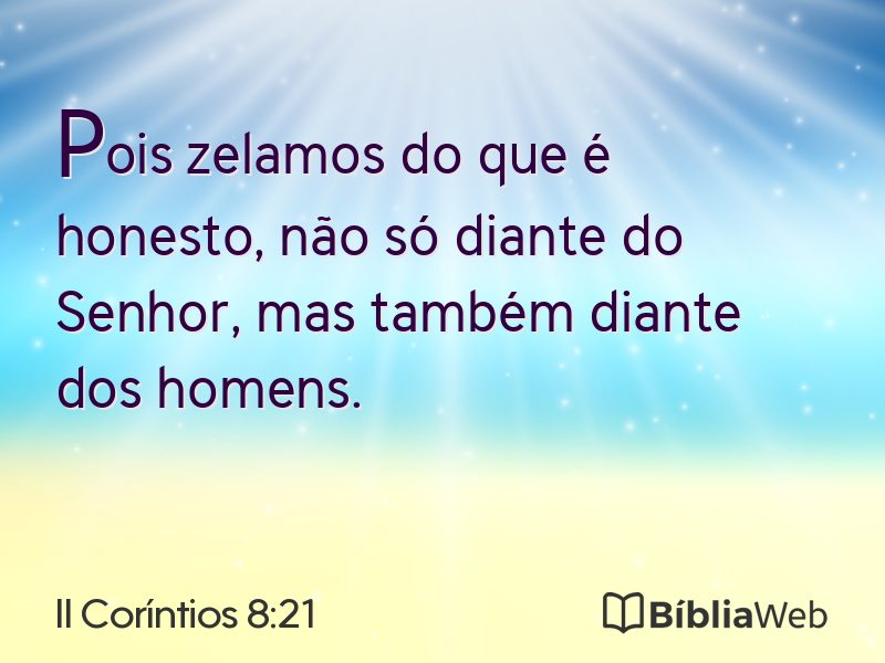 II Coríntios 8:21 em imagem para compartilhar
