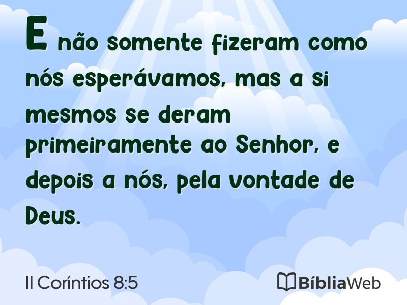 II Coríntios 8:5 em imagem para compartilhar