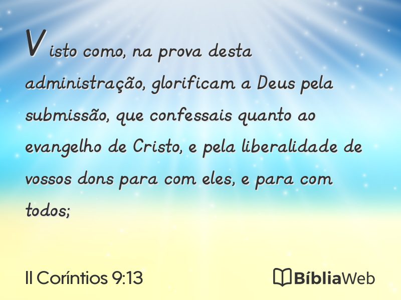 II Coríntios 9:13 em imagem para compartilhar