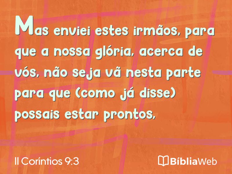 II Coríntios 9:3 em imagem para compartilhar