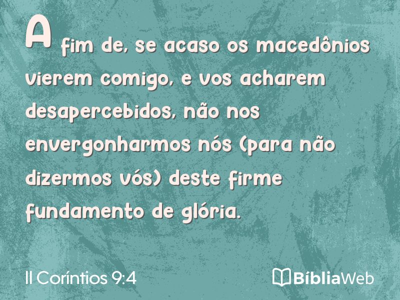 II Coríntios 9:4 em imagem para compartilhar